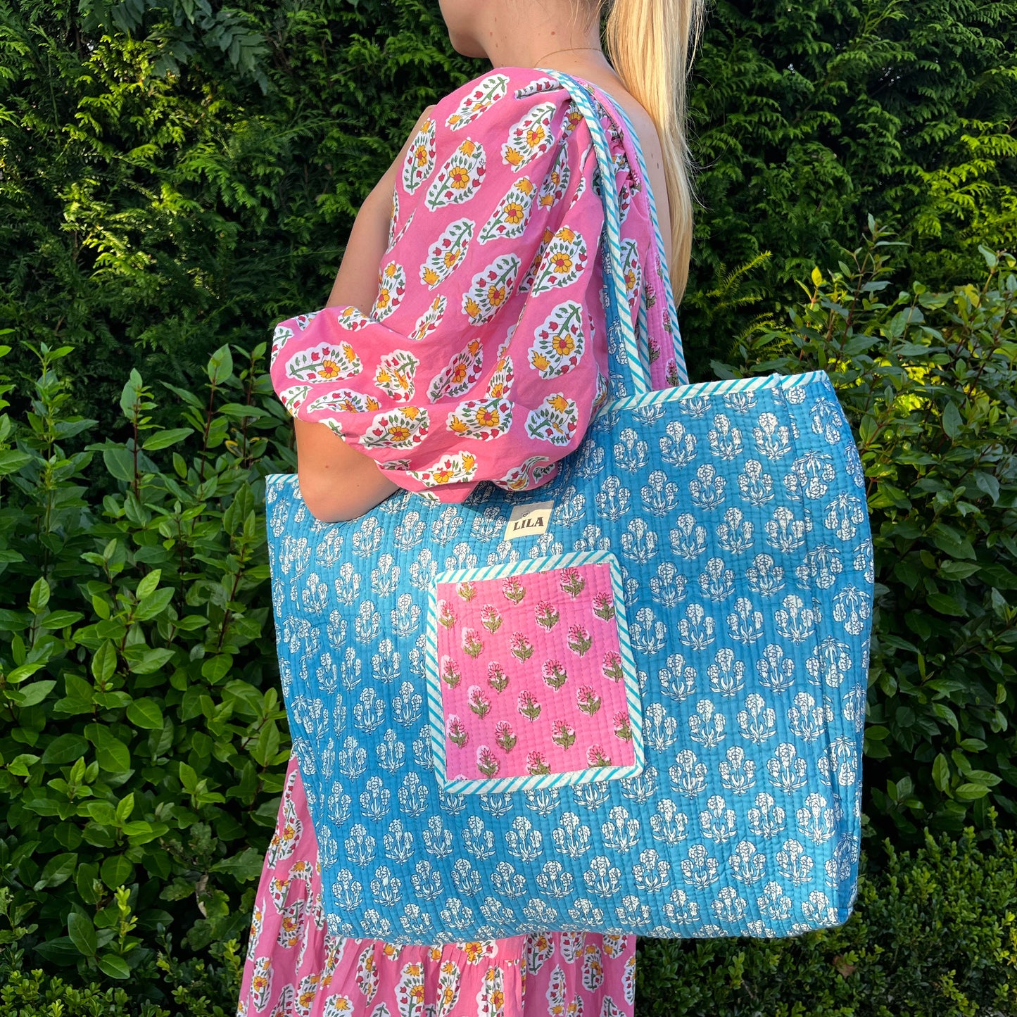 Tote Bag - Pink - Blue - No.15