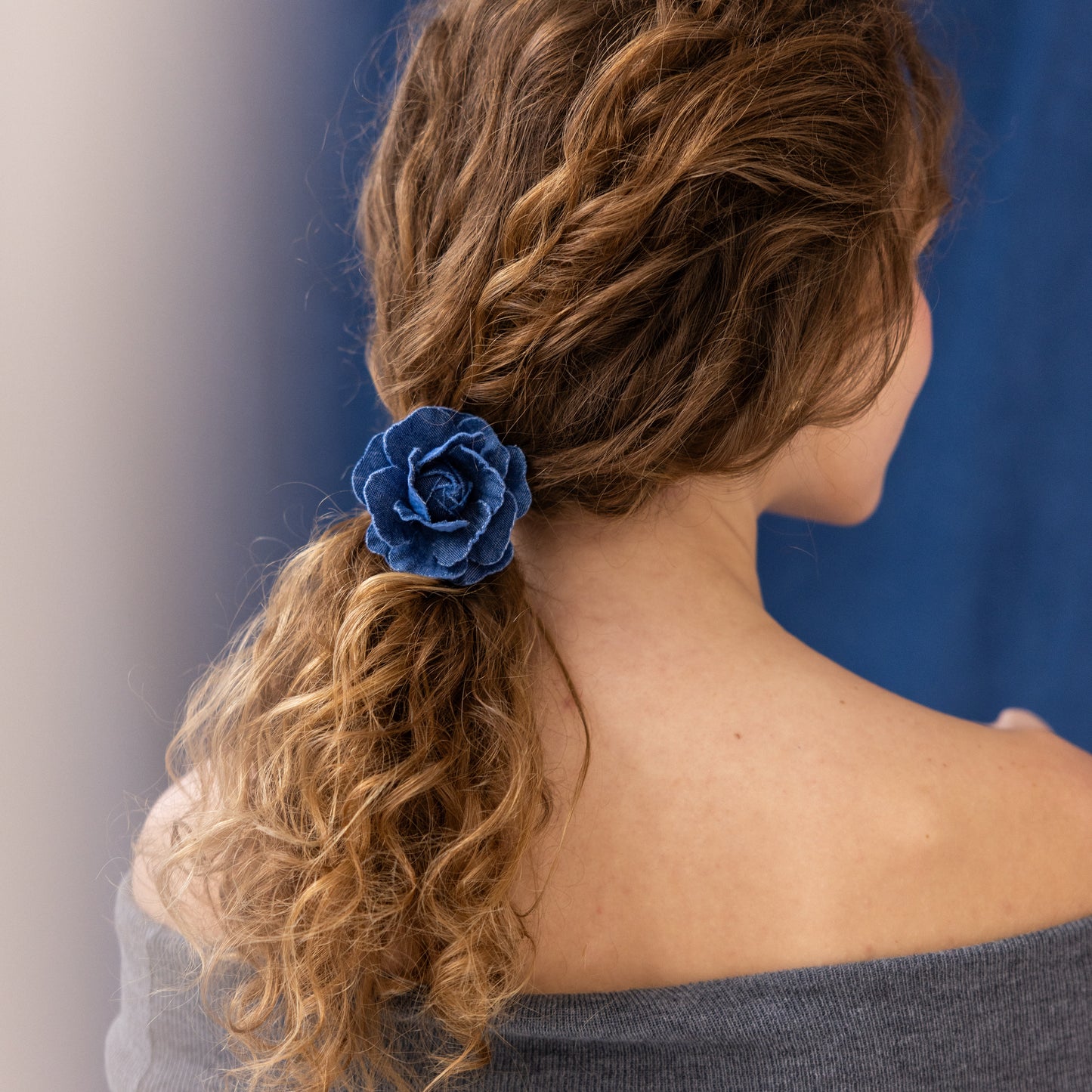 Rose élastique en denim