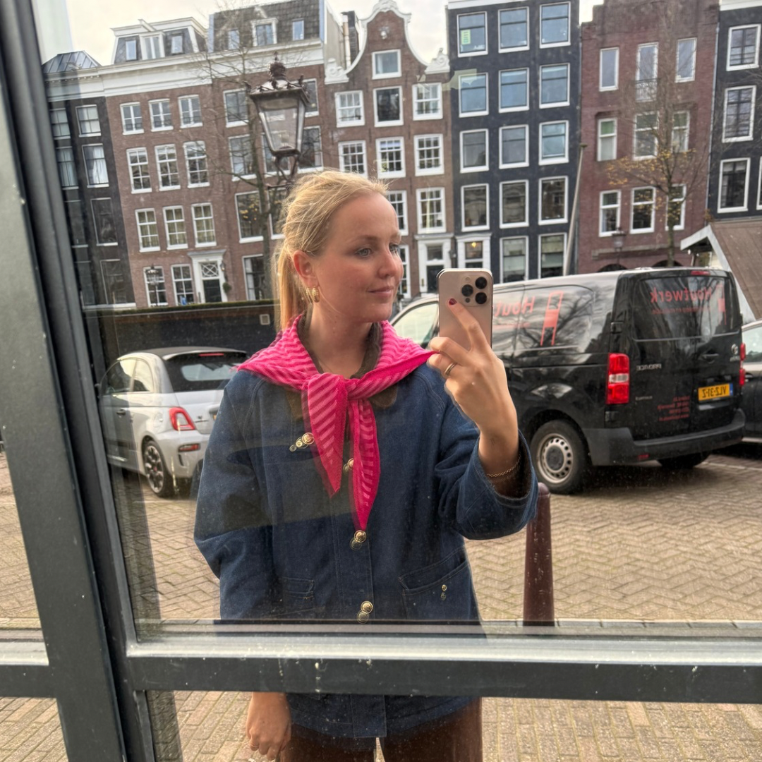 Triangle Scarf - Pink stripe - Small