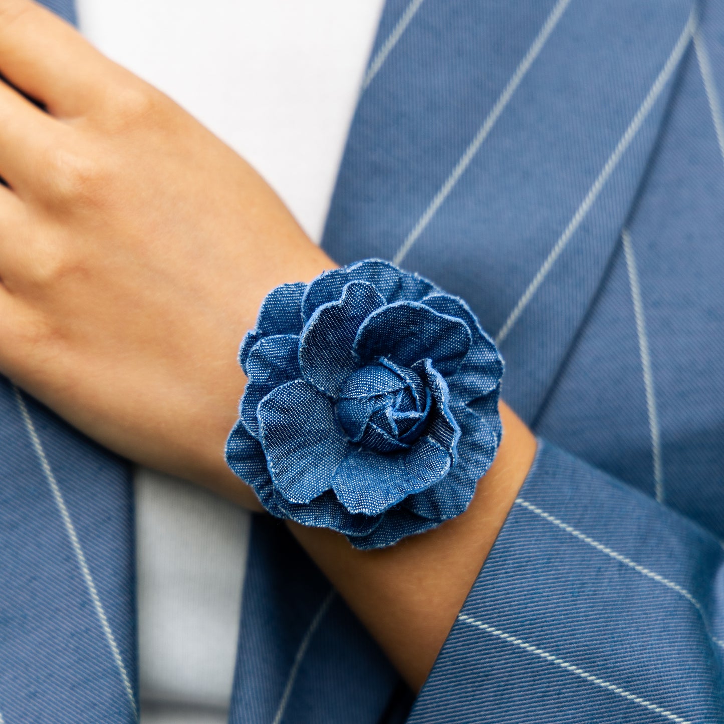 Rose élastique en denim