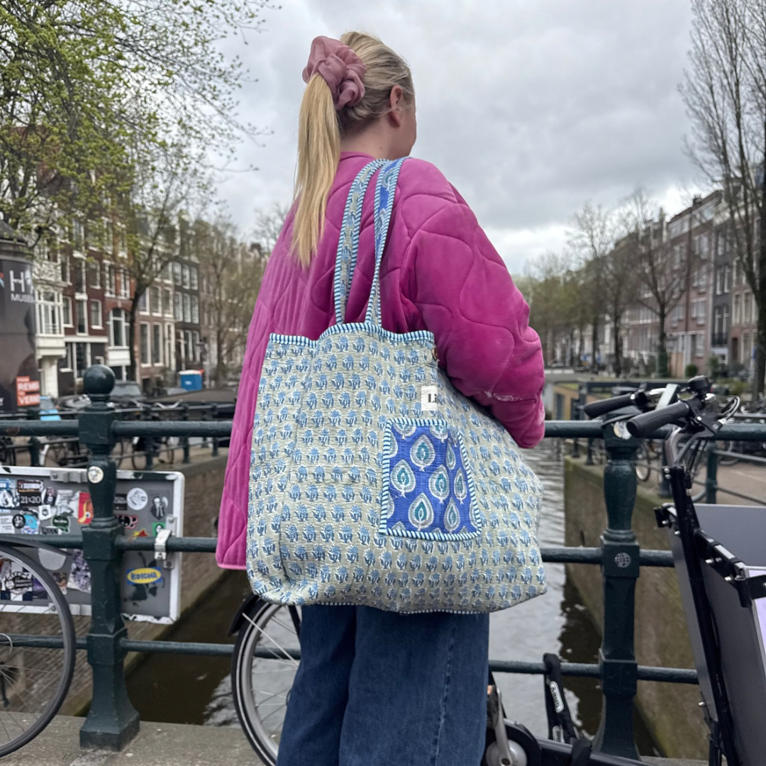 Cabas - Bleu cobalt - Vert - N°22