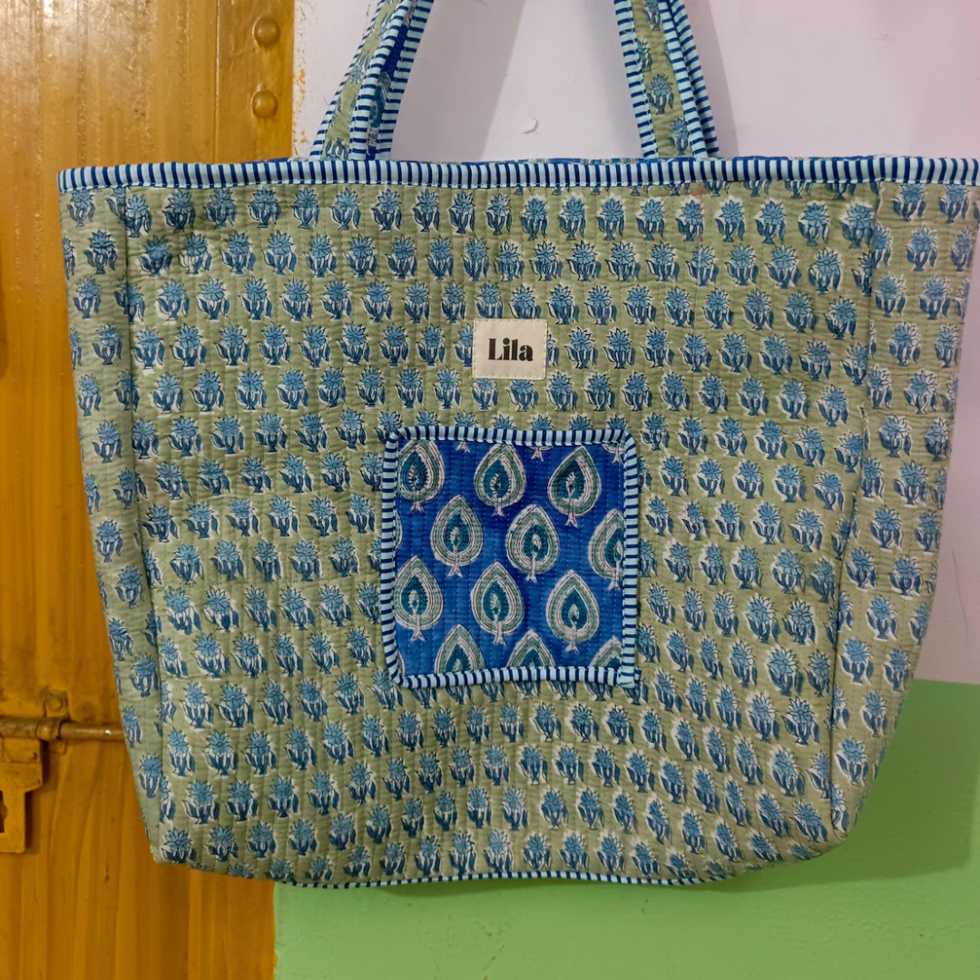 Cabas - Bleu cobalt - Vert - N°22