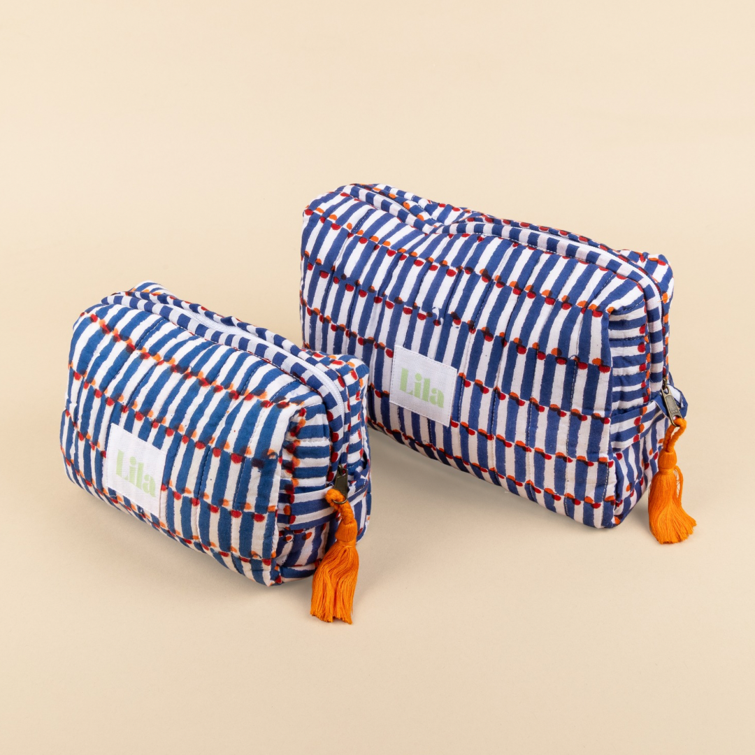 Toilettas - Confetti - Blauw - Set