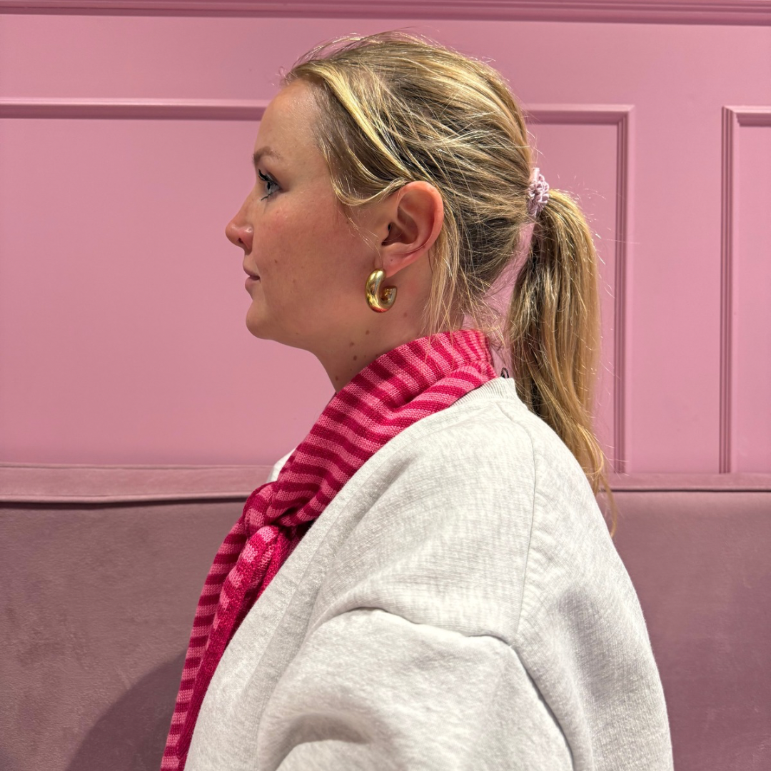 Triangle Sjaal - Roze streep - Klein