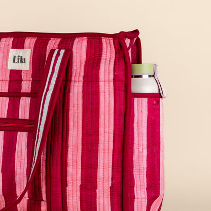 Organized Tote - Burgundy - Stripe - No.1