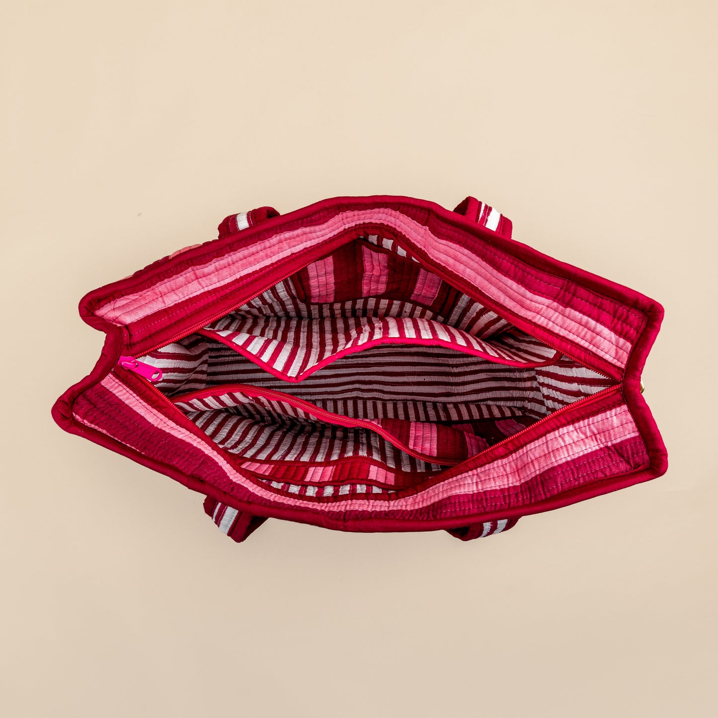 Organized Tote - Burgundy - Stripe - No.1