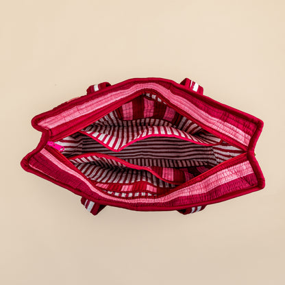 Organized Tote - Burgundy - Stripe - No.1