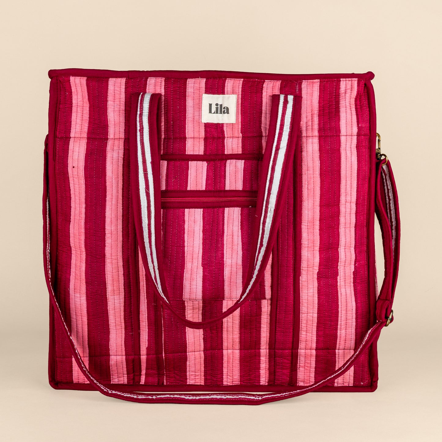 Organized Tote - Burgundy - Stripe - No.1