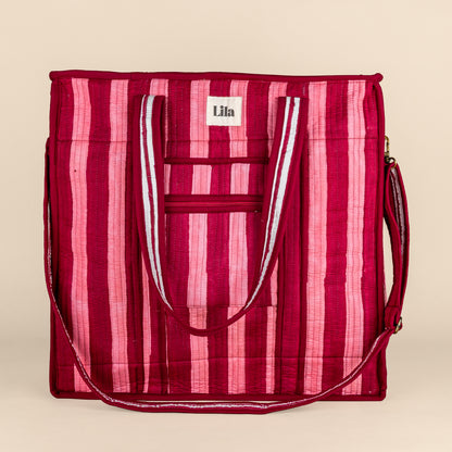 Organized Tote - Burgundy - Stripe - No.1