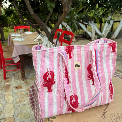 Tote bag - Lobster - including toiletry bag - No.12