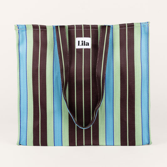 Recycled Nylon Tote - Triple Espresso Stripe