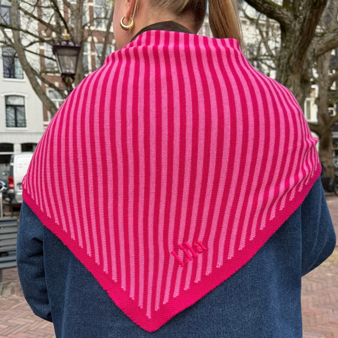 Triangle Scarf - Pink stripe - Large