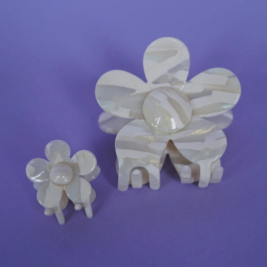 Haarclip Bloem Latte-klein