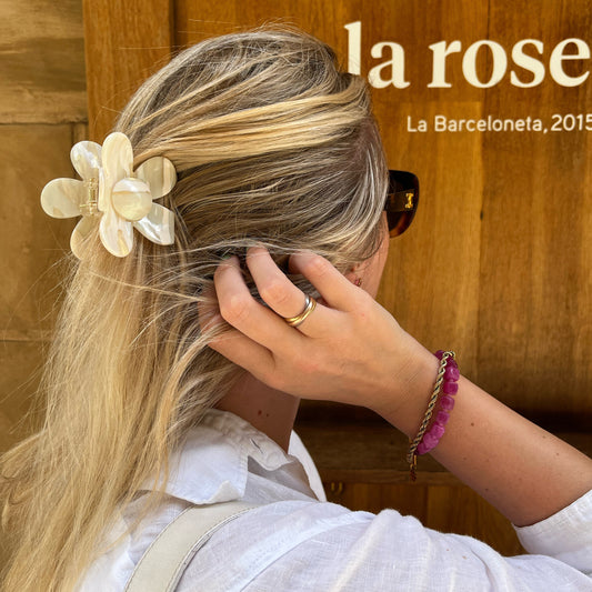 Hair Clip Flower- Latte