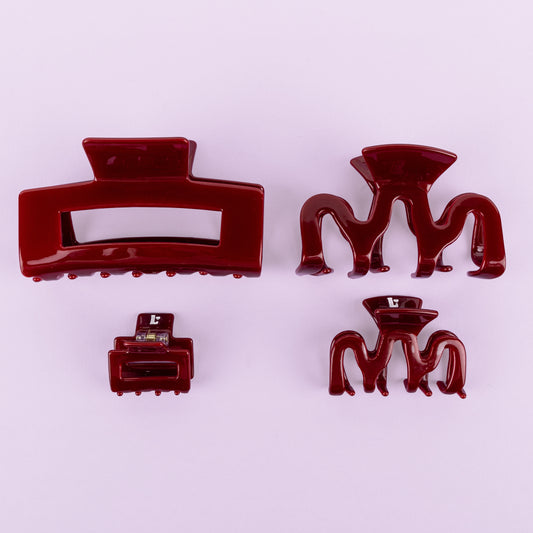 Haarclips Burgundy set