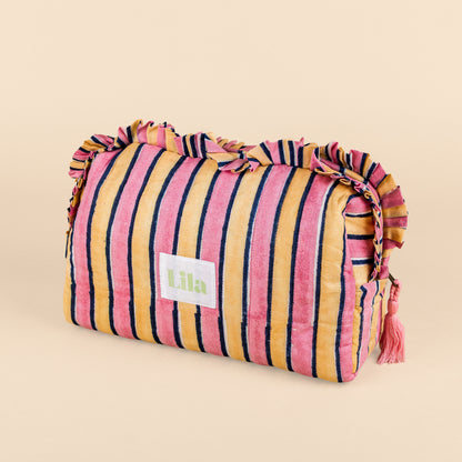 Toiletry bag - Stripes - Pink - Butter yellow - Set