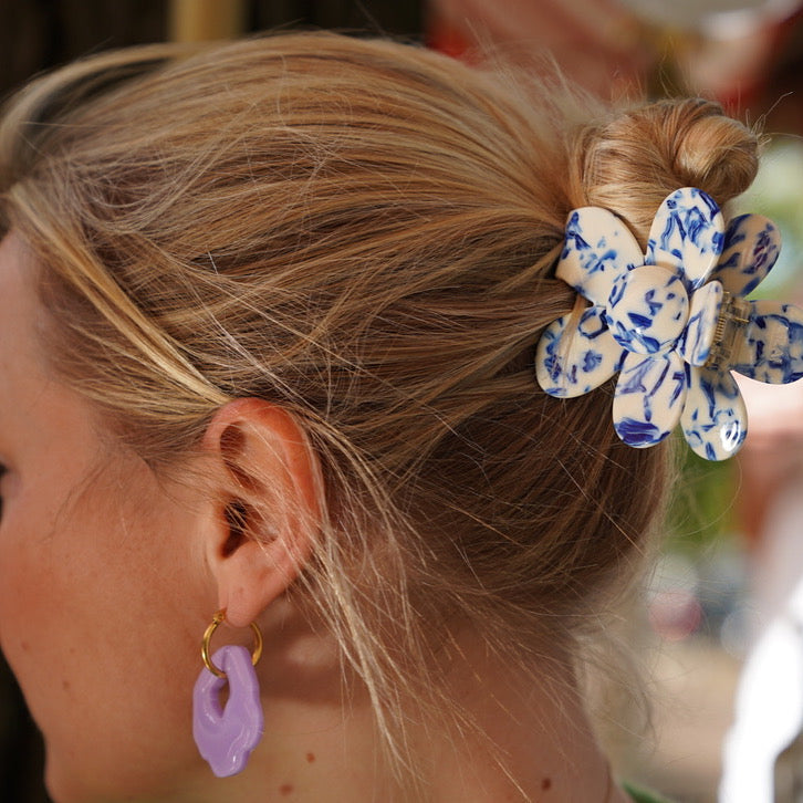 Haarspangen Blumen Delfter Blau