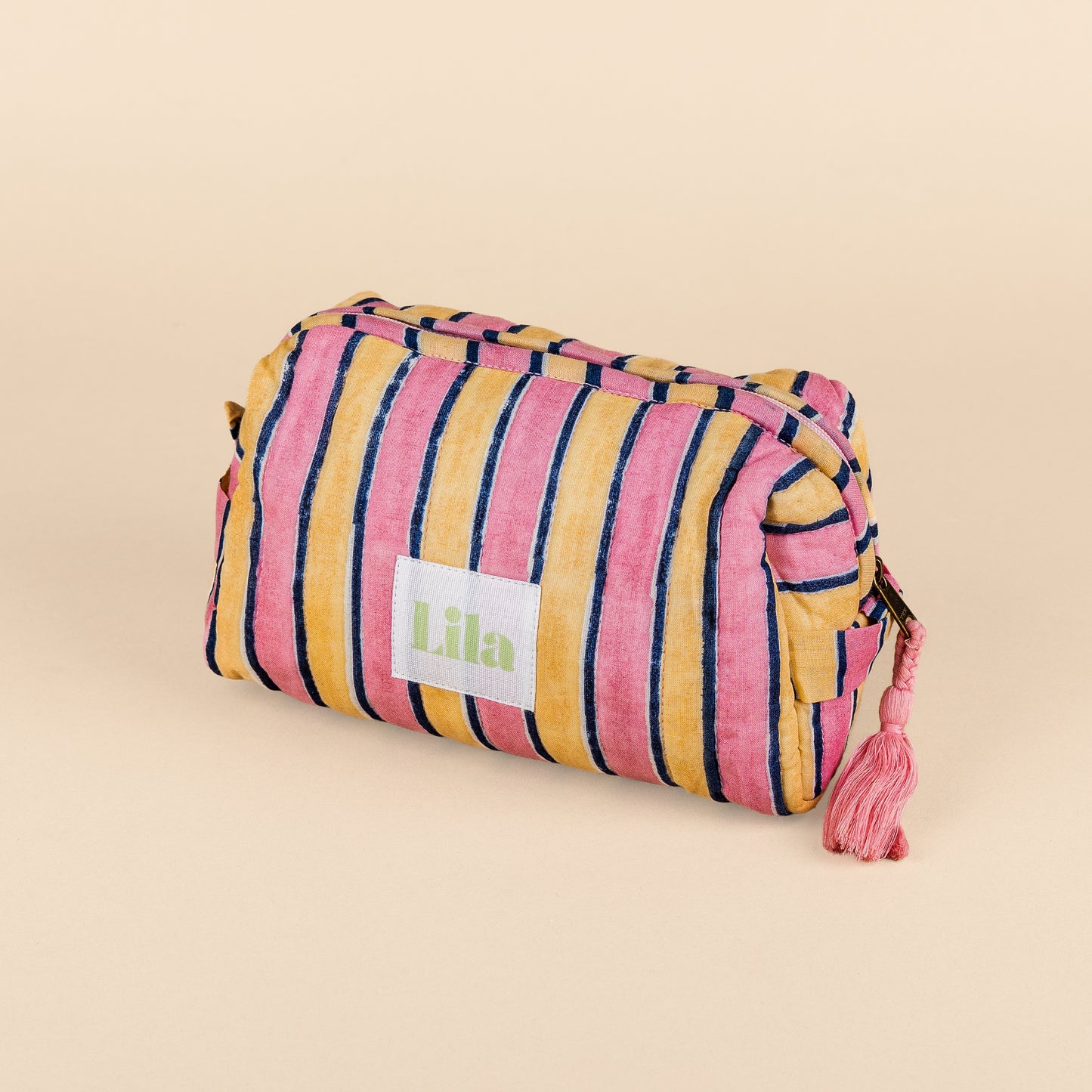 Toiletry bag - Stripes - Pink - Butter yellow - Set
