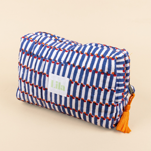 Toilettas - Confetti - Blauw - Groot