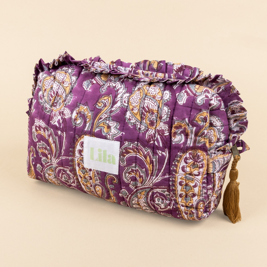 Toilettas - Paisley - Ruffel - Paars - Groot